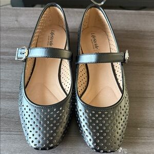 Life Stride Women's Black Perforated Mary Jane Flats